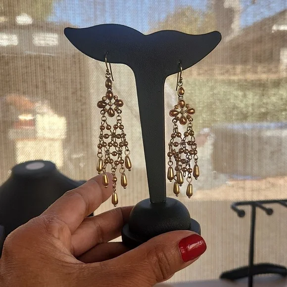 J Crew Chandelier Amber Tone Earrings - Picture 2 of 3
